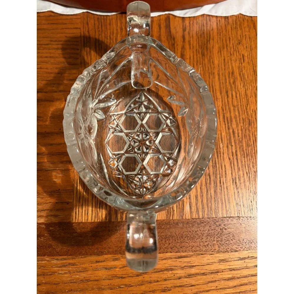 ABP  Floral Pressed Glass Creamer and Sugar Bowl Set